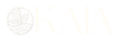 KAIA Origin official logo in white, Belgian premium freeze-dried and stone-ground powders brand